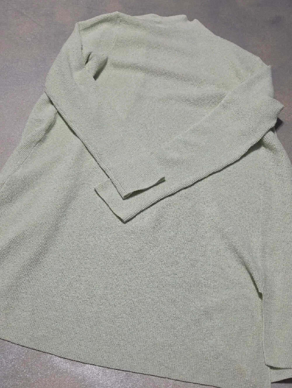 Eileen Fisher Soft Sage Open-Front Long Cardigan Linen Blend